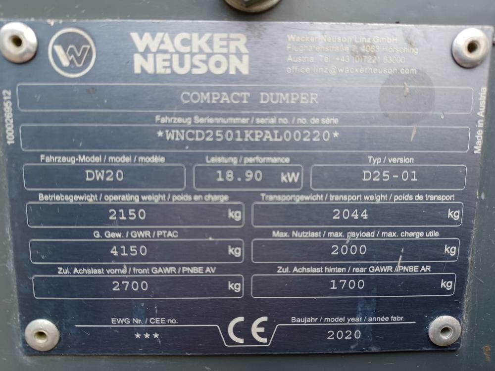 Wacker Neuson DW20,2020